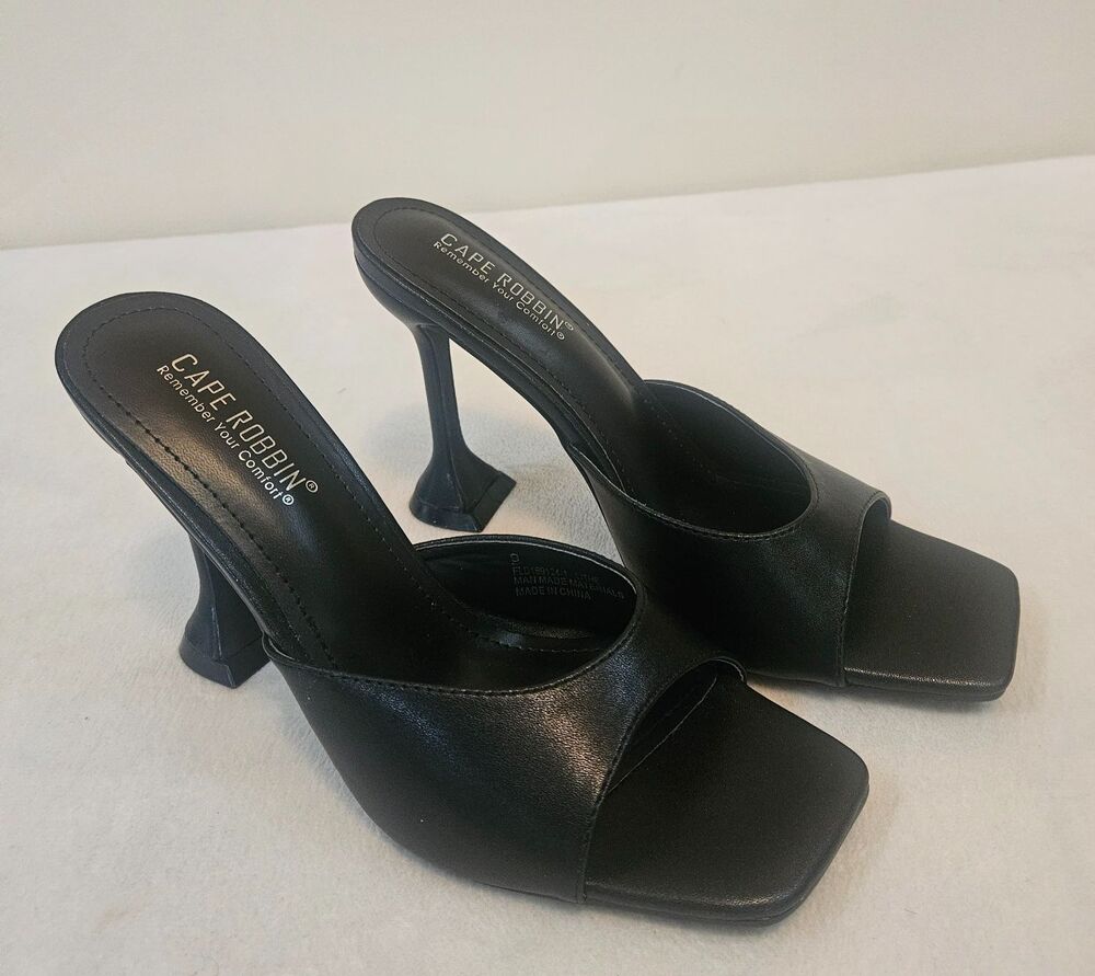 Cape Robbin Lithe Shoes Heels Women's Sz 9 Black Square Heels Open Toe Sexy